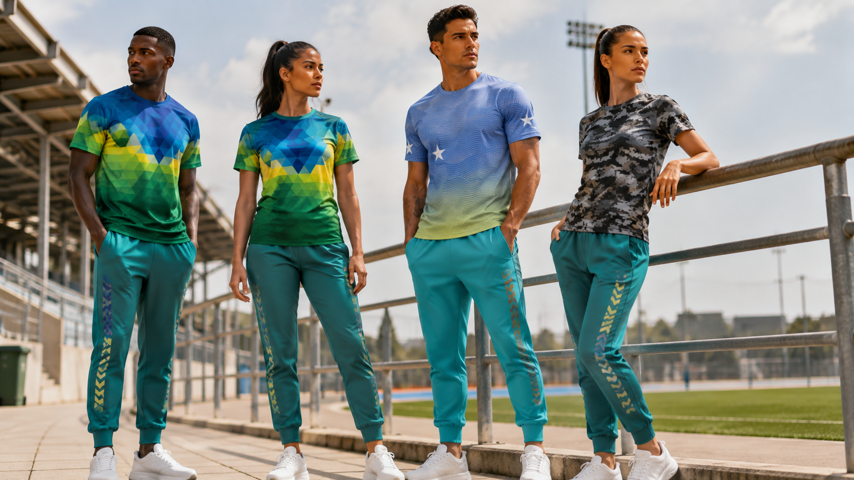 Custom team T-shirts and personalized sports pants