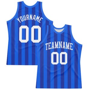 Custom Royal White Line Round Neck Sublimation Basketball Suit Jersey