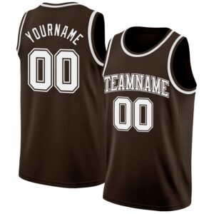 Custom Brown White Authentic Basketball Jersey