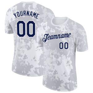 Custom Camo Navy-White Cloud Digital Camouflage Pixel Salute To Service Performance T-Shirt
