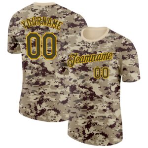 Custom Camo Olive-Gold Desert Digital Camouflage Pixel Salute To Service Performance T-Shirt